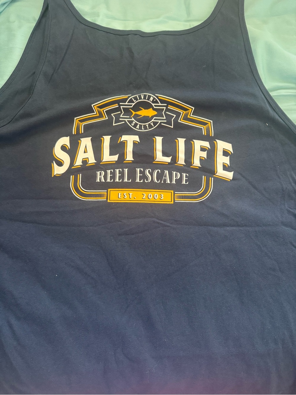 Salt Life Navy Tank with Yellow & White Logo
